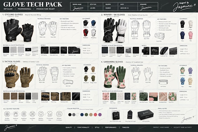 design custom gloves with a professional tech pack