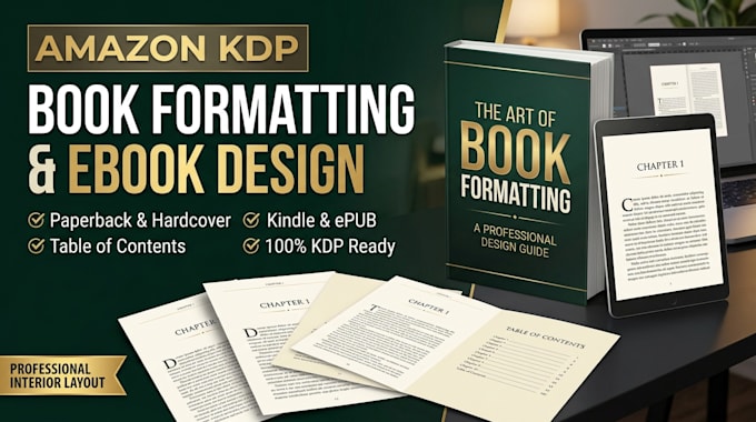 do book formatting, kindle ebook formatting KDP layout design ebook cover design