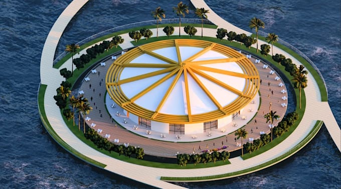 visualize3d resort modeling,water slide architecture,master plan in revit render