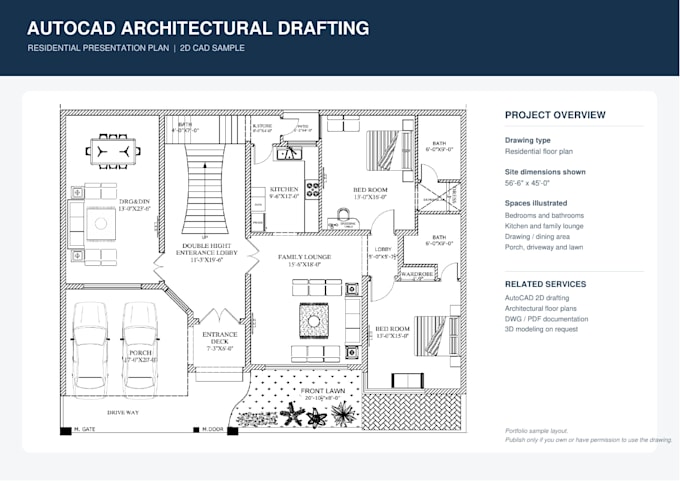 draw professional 2d house plans in autocad