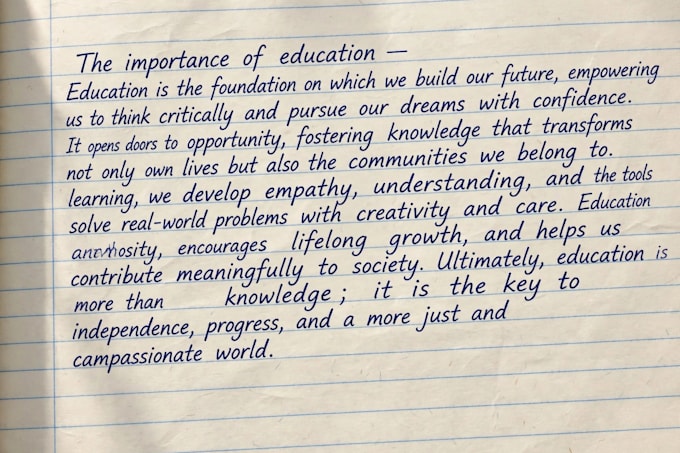 do beautiful english handwriting for assignments and notes