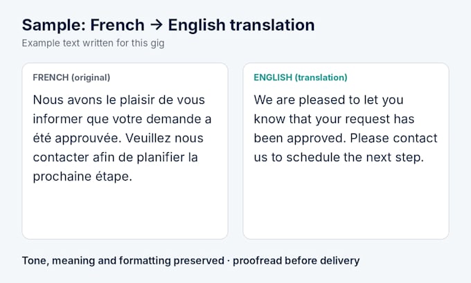 translate and proofread french to english documents