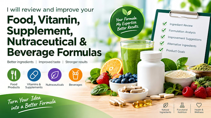 develop food vitamin supplement nutraceutical and beverage formulations
