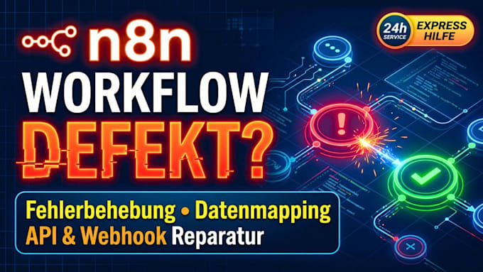 ich repariere n8n automationen, API integration, webhook fehler und workflow aut