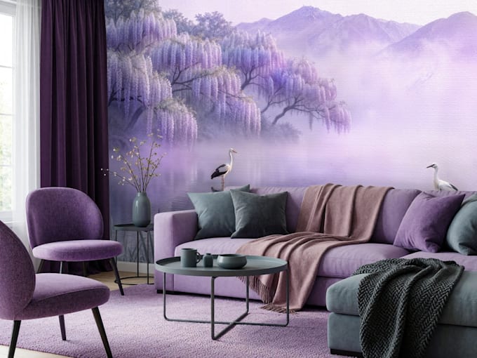 create realistic wallpaper and wall art interior mockups