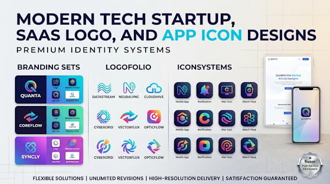 design modern tech, startup and app logo