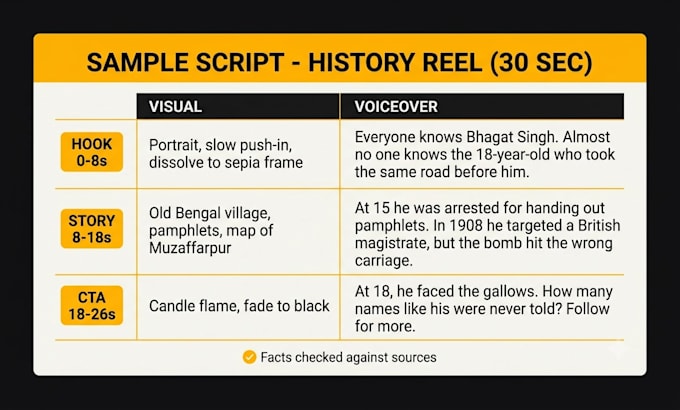 write a faceless video script for reels and shorts