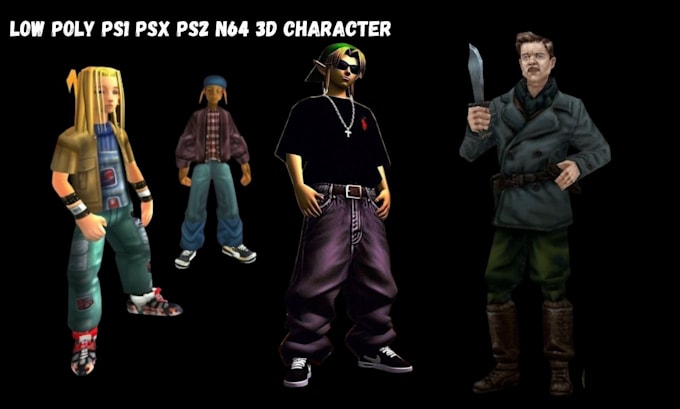 model retro low poly 3d character stylized 3d low poly model ps1 ps2 n64 psx