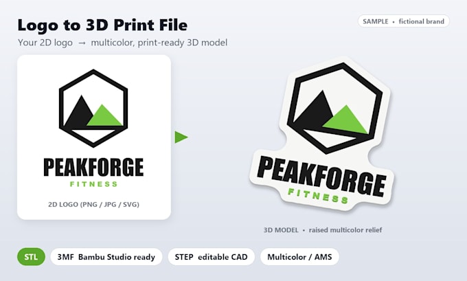 convert your logo into a multicolor 3d print file stl 3mf step