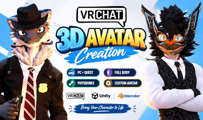 Créer un avatar vrchat personnalisé vrc avatar personnage vr avatar 3d ...