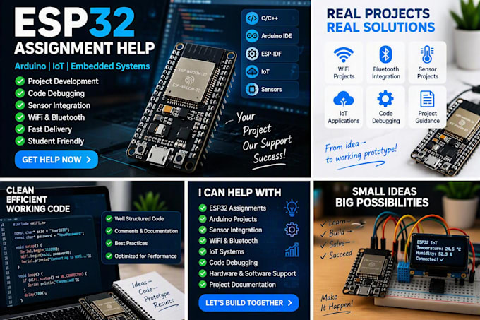 help with esp32 assignments and projects