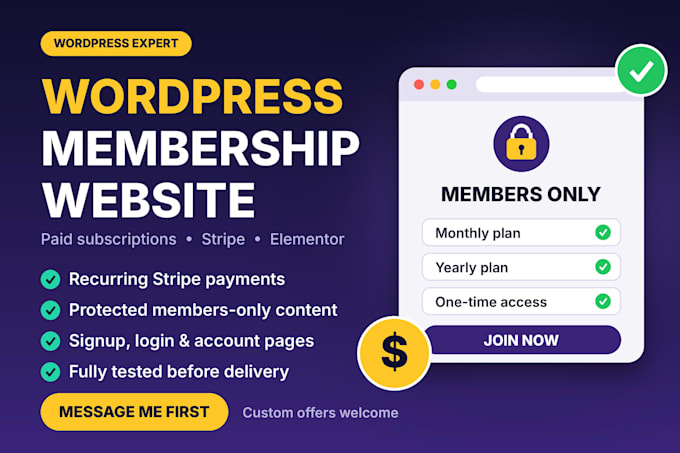 build a wordpress membership website with paid subscriptions and stripe