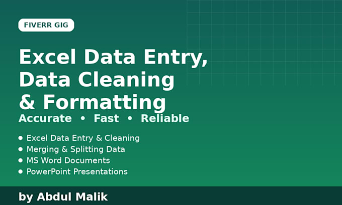 do excel data entry, data cleaning and formatting