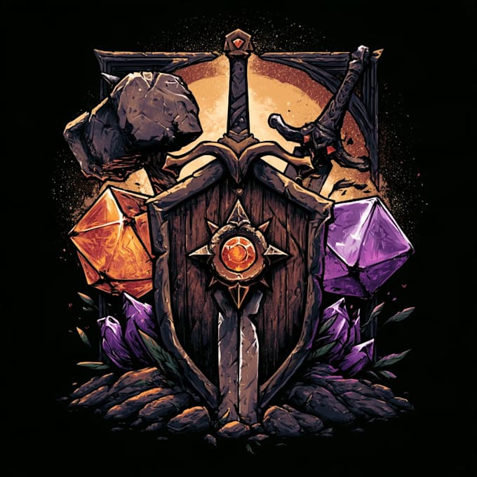create a detailed fantasy logo illustration