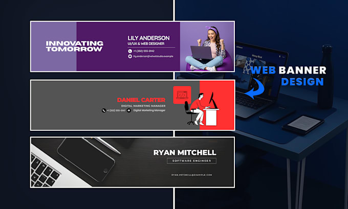 do modern web banner, spotify, youtube and etsy banners