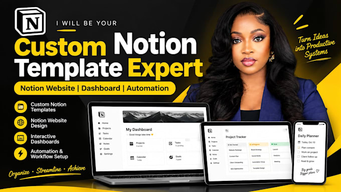 be your custom notion template expert notion website dashboard automation