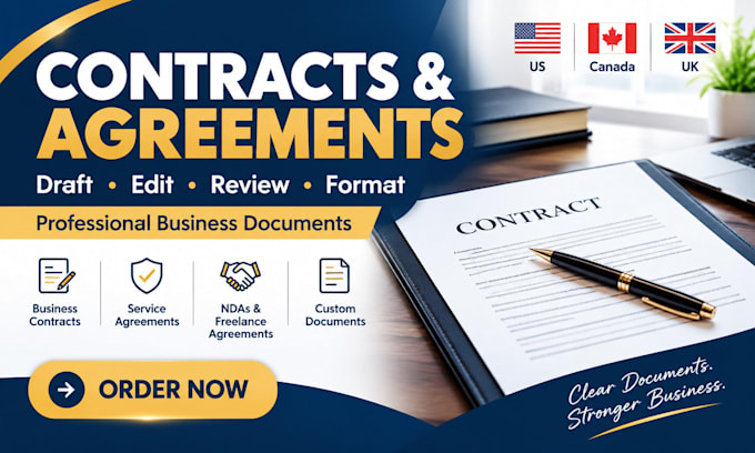 draft, edit, review and format professional contracts and agreements