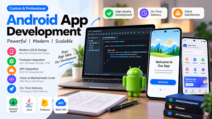 develop a custom android app using java and android studio