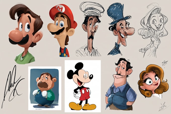 draw funny cartoon character, caricature, portrait