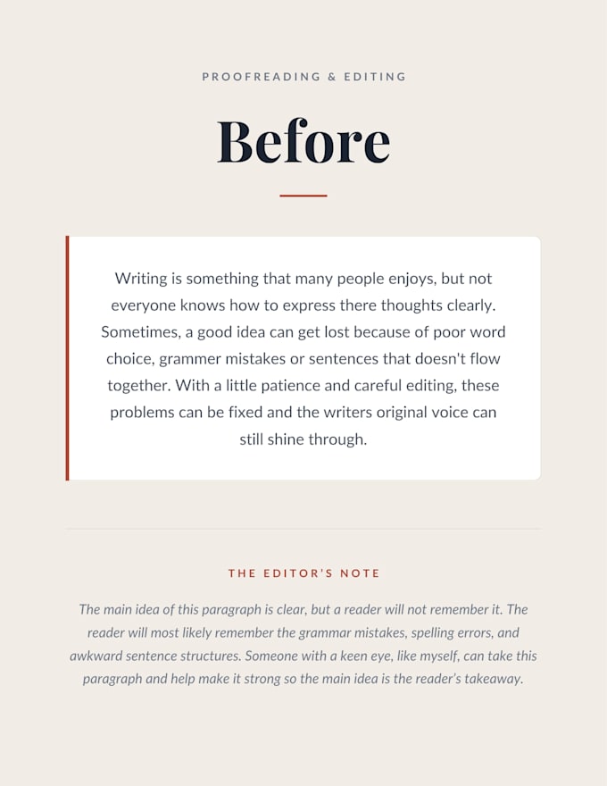 proofread and edit your writing for grammar and clarity