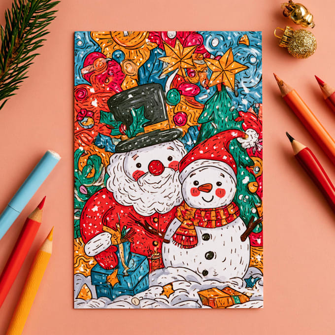 design hand drawn illustration christmas cards