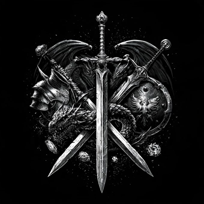 design beasts, monsters, fantasy logo or illustrations
