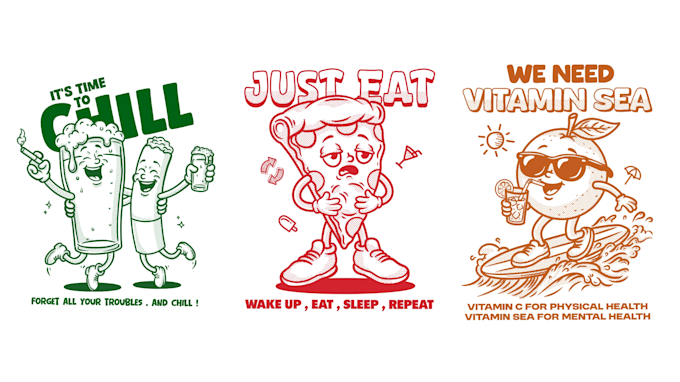 create vintage retro cartoon illustration