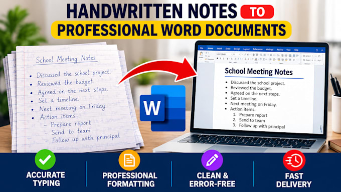 type handwritten notes and format word documents professionally