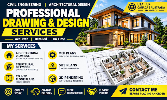 draft house plan architectural permit drawings, mep, hvac, structural design
