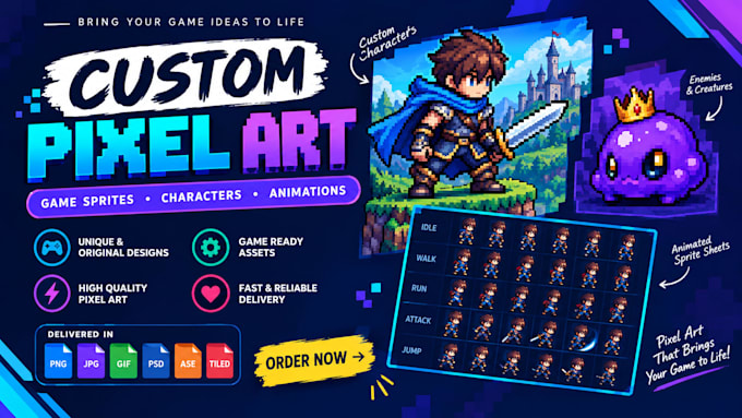make pixel art characters, creatures, and game icons