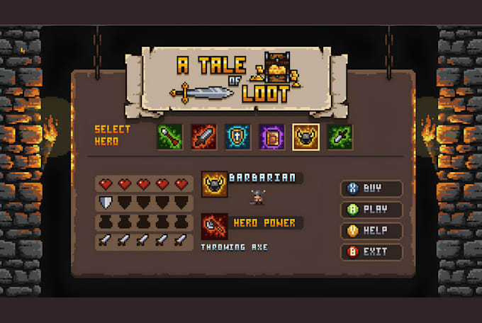 create pixel art game UI hud and inventory assets