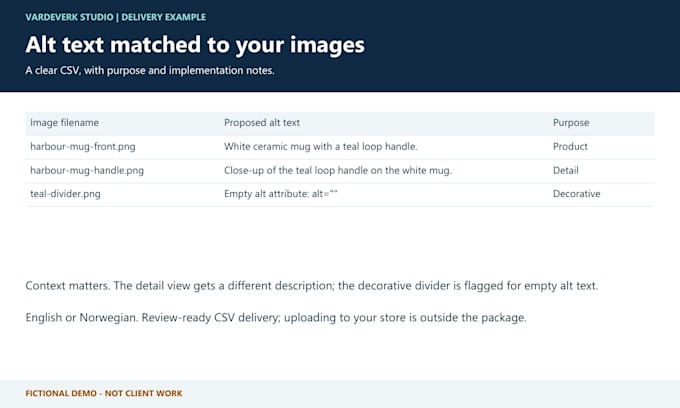 write accessible alt text for your product images
