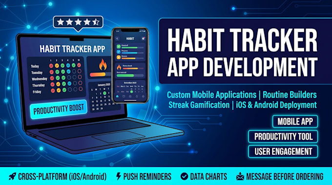 develop your custom habit tracker app, routine building application, and product