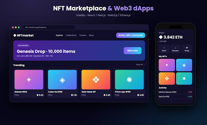develop smart contracts, nft marketplaces and web3 dapps