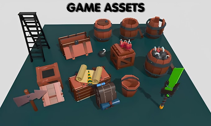 create low poly, retro 3d game assets and props, stylized assets for your game