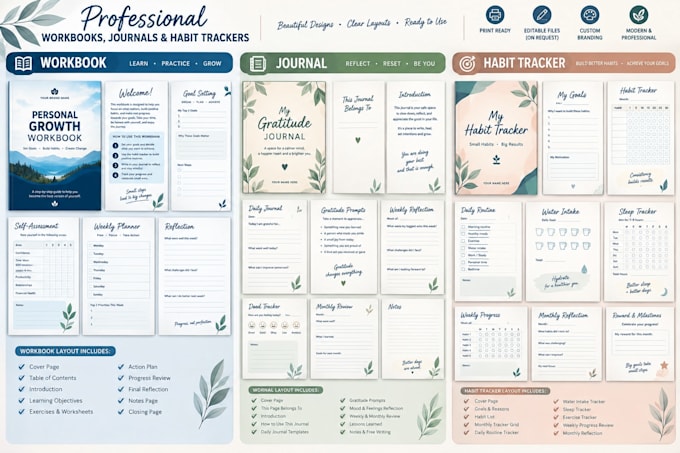 design self help workbook wellness adhd habit tacker prayer journal kid workbook