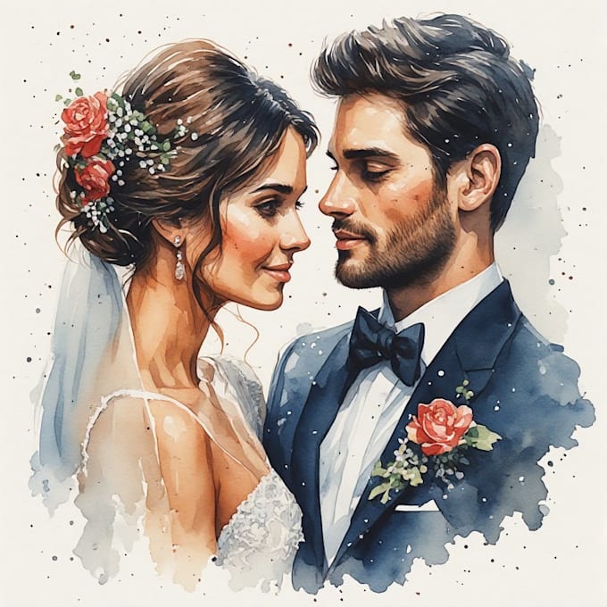 draw couple portrait for wedding illustration