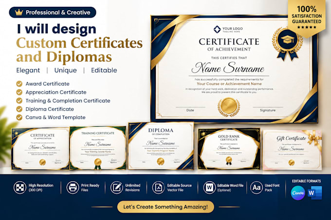 design custom certificates and diplomas