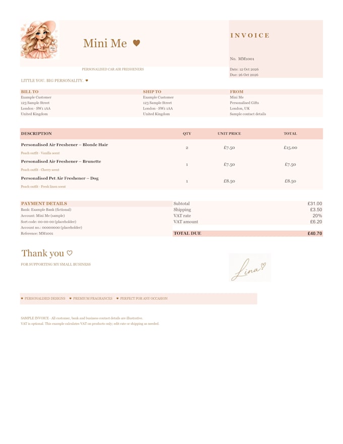 create custom excel invoices
