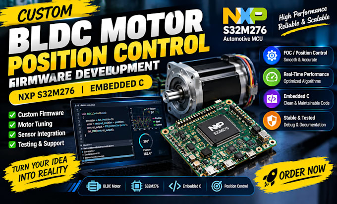 develop bldc motor position control firmware using nxp s32m276 and embedded c