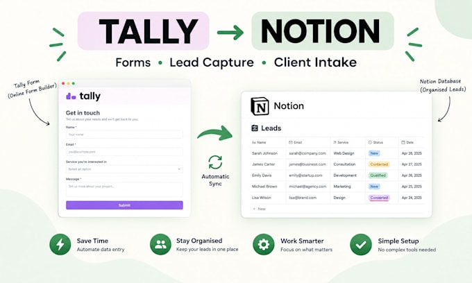 connect tally forms to notion database for lead capture and client intake