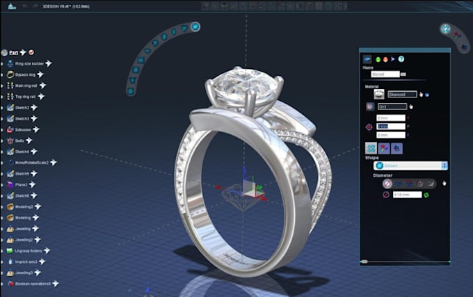 create jewelry cad models for 3d printing, casting and rendering