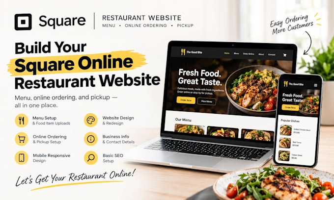set up square online restaurant website menu online ordering booking delivery