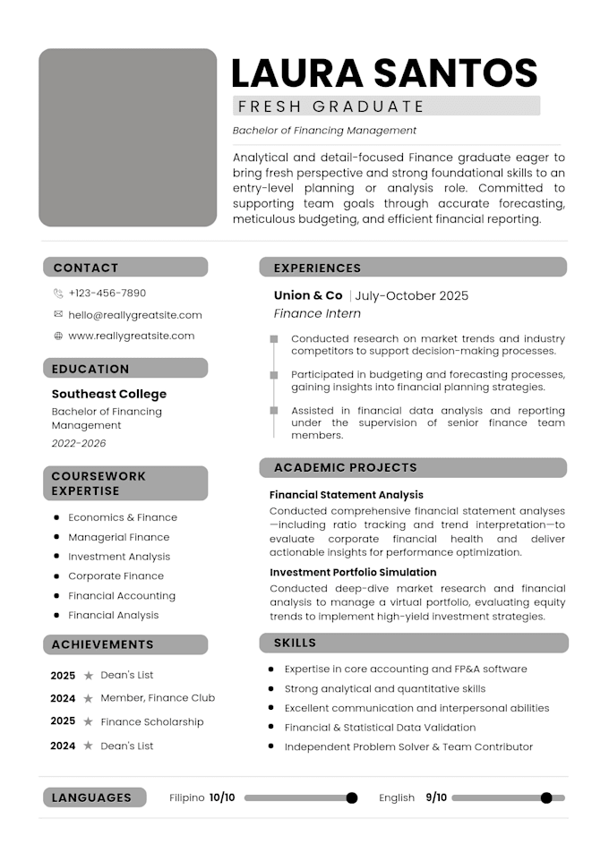 create a clean ats friendly resume for job applications