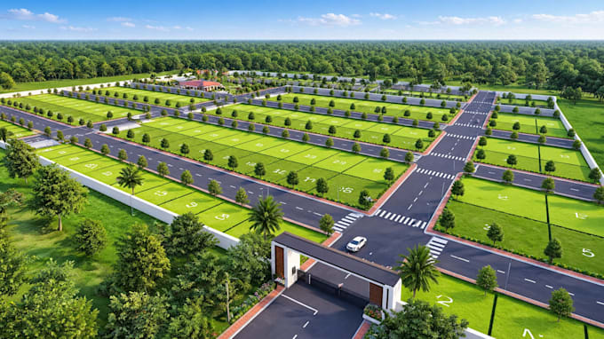 draft 2d property map, site, plot plan, custom real estate plan and landscape
