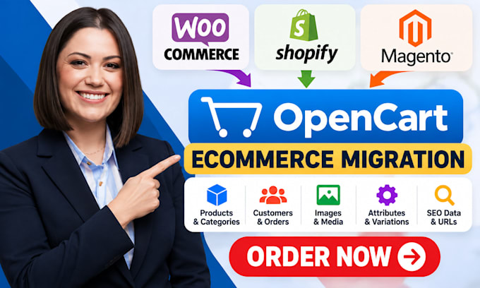 migrate woocommerce shopify magento store to opencart ecommerce data migration