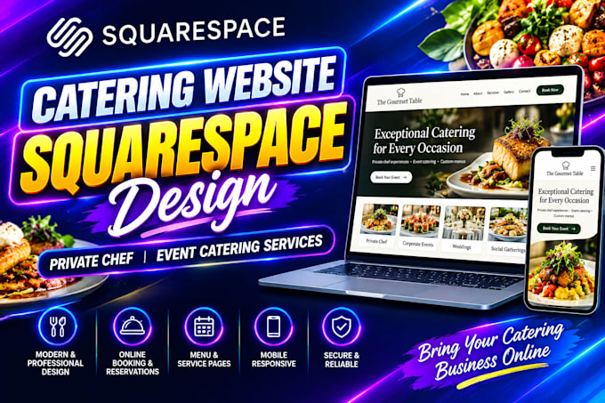 design squarespace catering website, private chef and event catering services