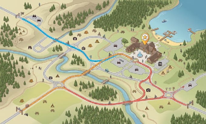 design custom route maps, directional maps and wayfind maps