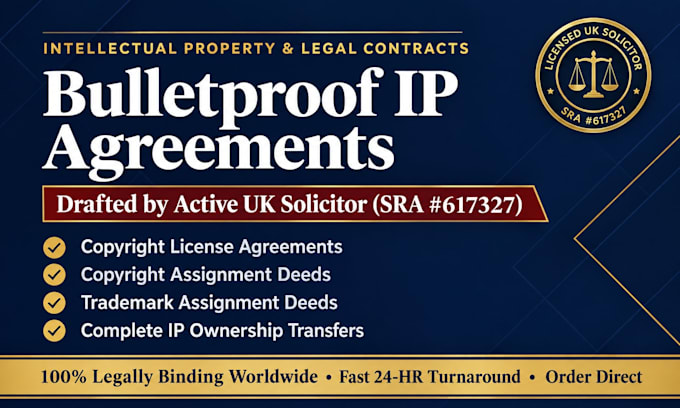 draft a legal copyright assignment agreement as a UK solicitor