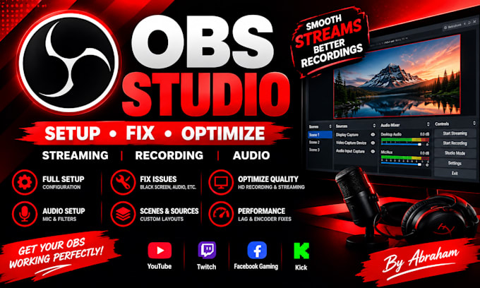 set up, fix and optimize obs studio for streaming, recording
